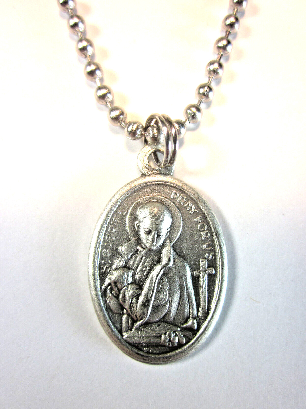 St Gabriel Possenti Medal Pendant Necklace 24″ Ball Chain Gift Box & Prayer Card