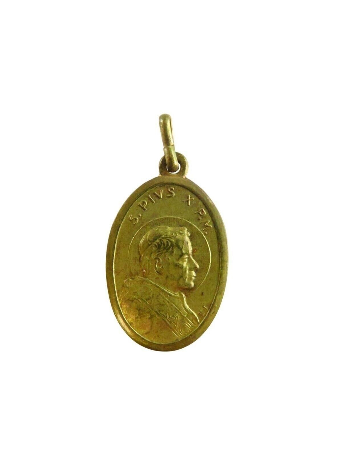 Vintage 1954 Blessed Sacrament Medal With Saint Pope Pius X Image Gold Tone Cath