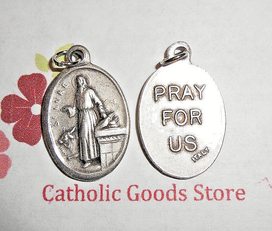 Saint St. Luke – Pray for Us – Italian Silver tone Oxidized 1 inch Medal