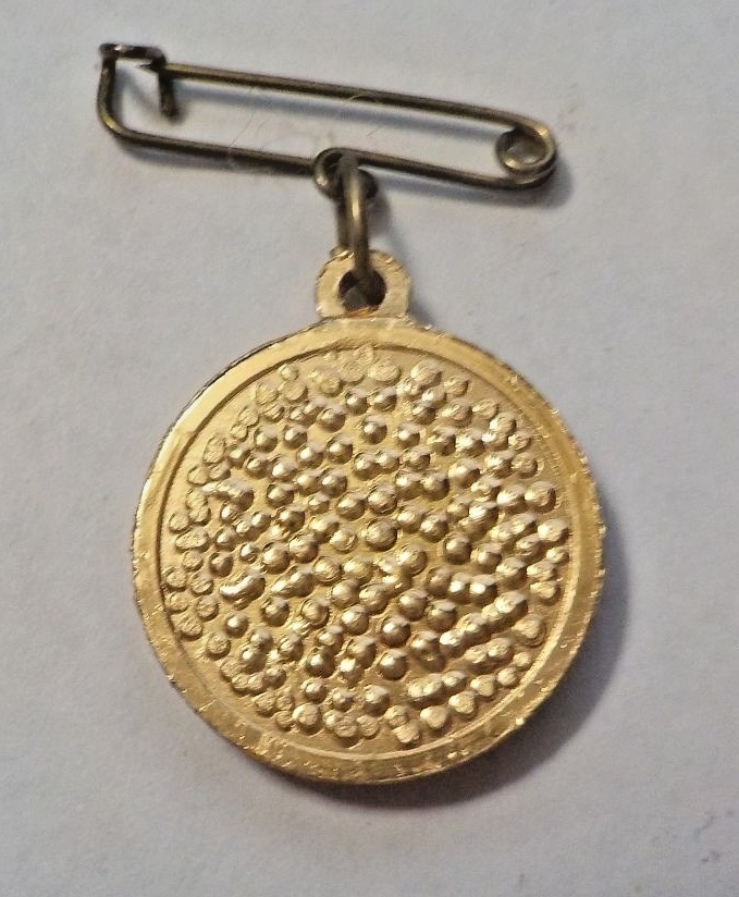 Vintage Unknown Saint Pictorial Silver Tone & Gold Tone Pin Brooch Pendant Medal