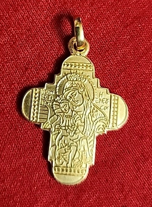 VINTAGE GREECE, RUSSIAN ORTHODOX GOLD PLATED CROSS E 10