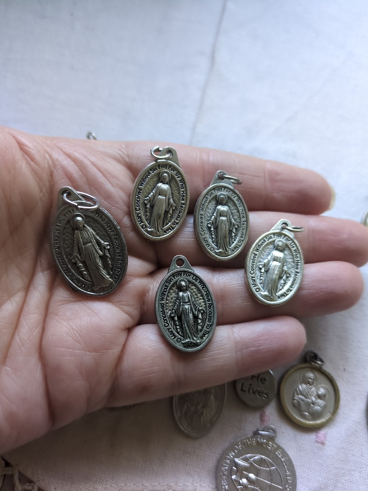 Catholic Saint Medals, Cross, Relic, Lot of 16