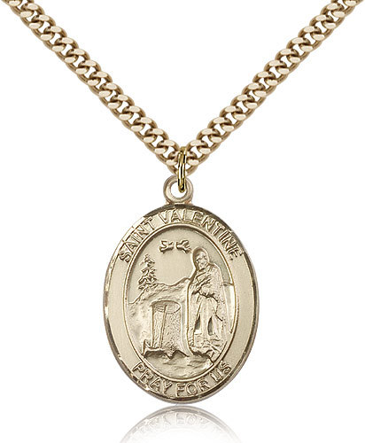 Saint Valentine Of Rome Medal For Men – Gold Filled Necklace On 24 Chain – 3…