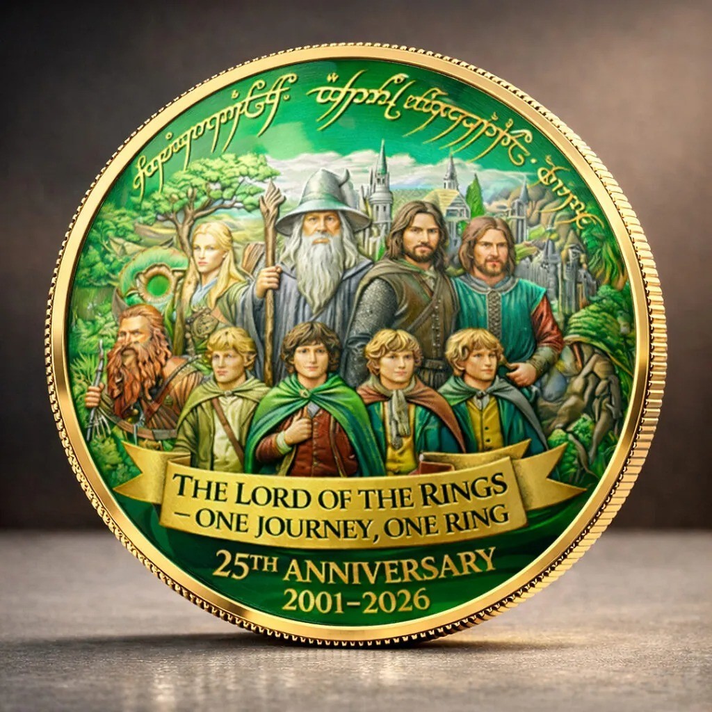 Lord of the Rings 25th Anniversary Coin 2001-2026 Gandalf Frodo Fellowship Medal
