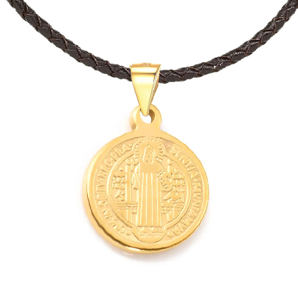 18K Gold-plated Stainless Steel 14 mm St. Benedict Medal – Petite