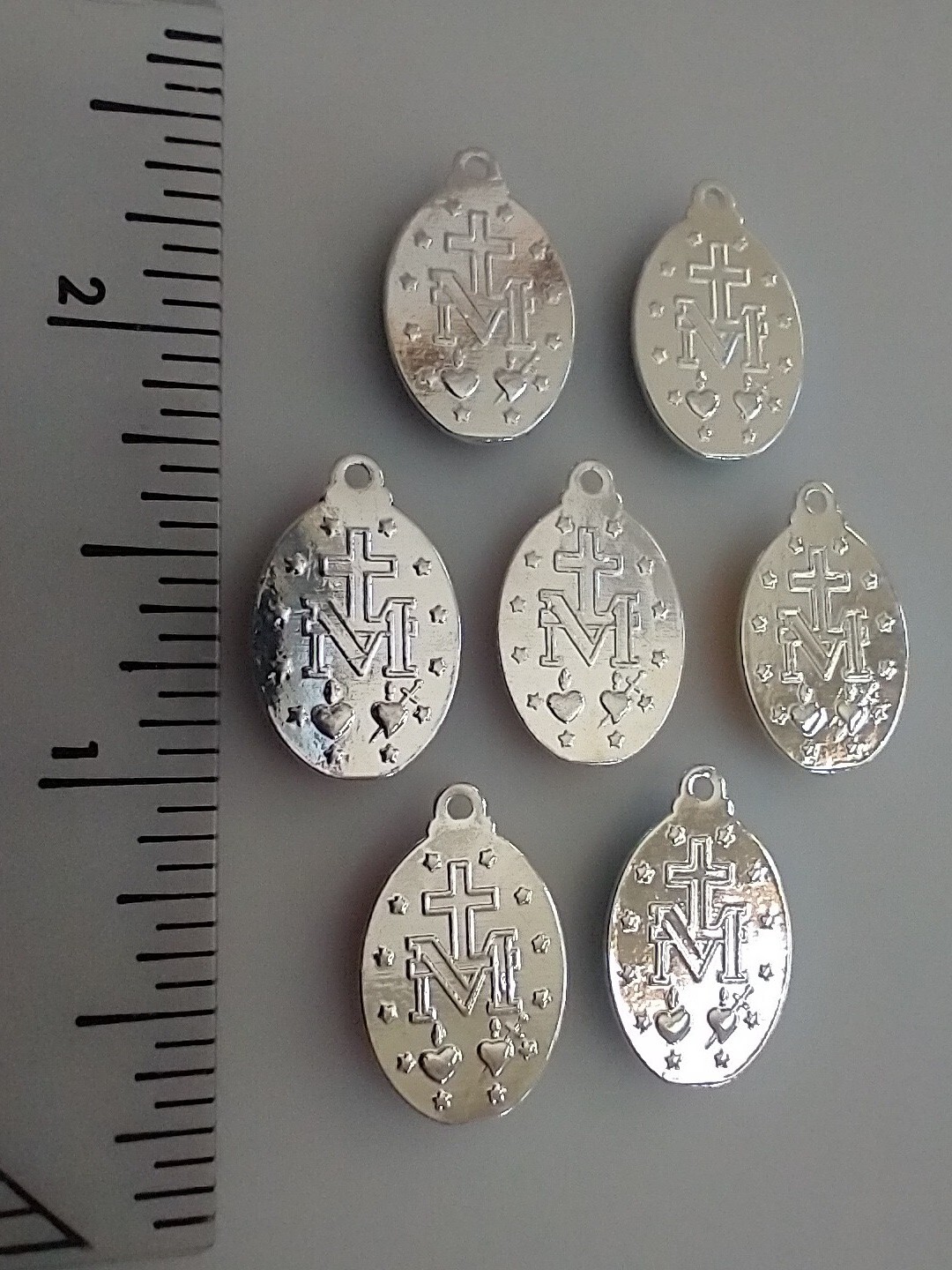 Lot of Enamel Miraculous Medal Latin Religious Medals Pink Teal Yellow Green Red