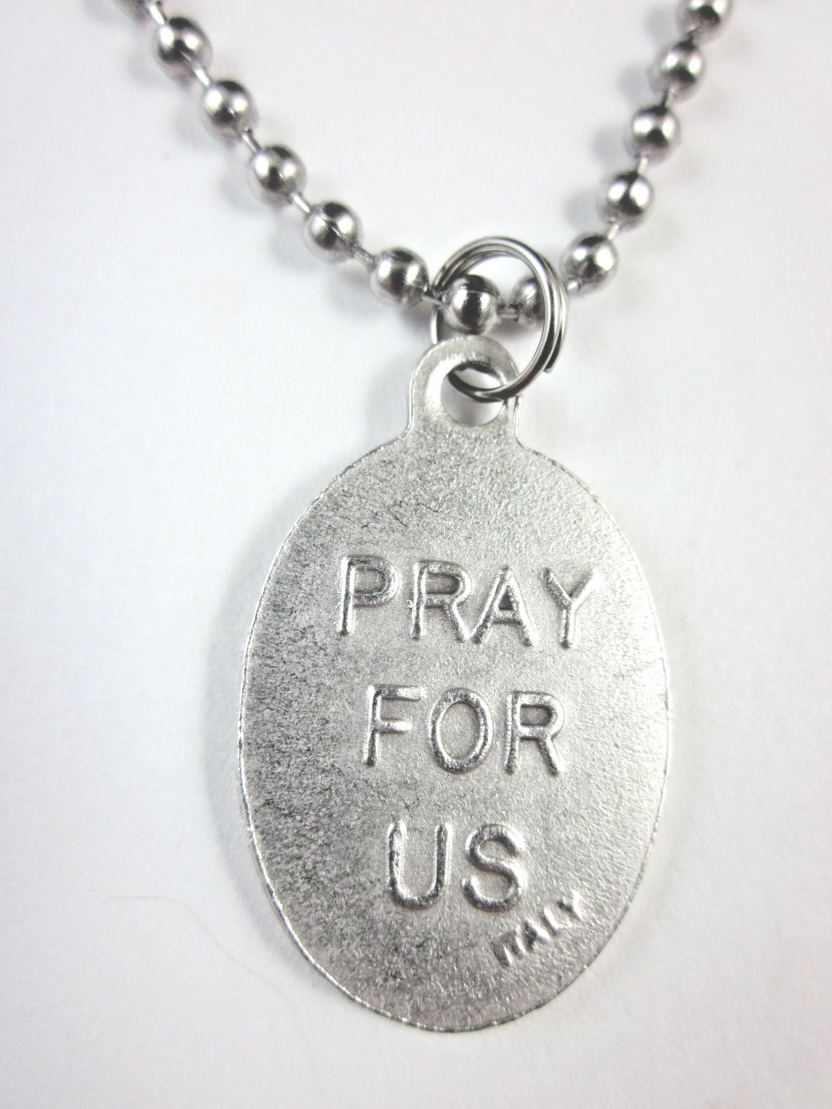 St Joan of Arc Medal Italy Pendant Necklace 24″ Ball Chain Gift Box Prayer Card