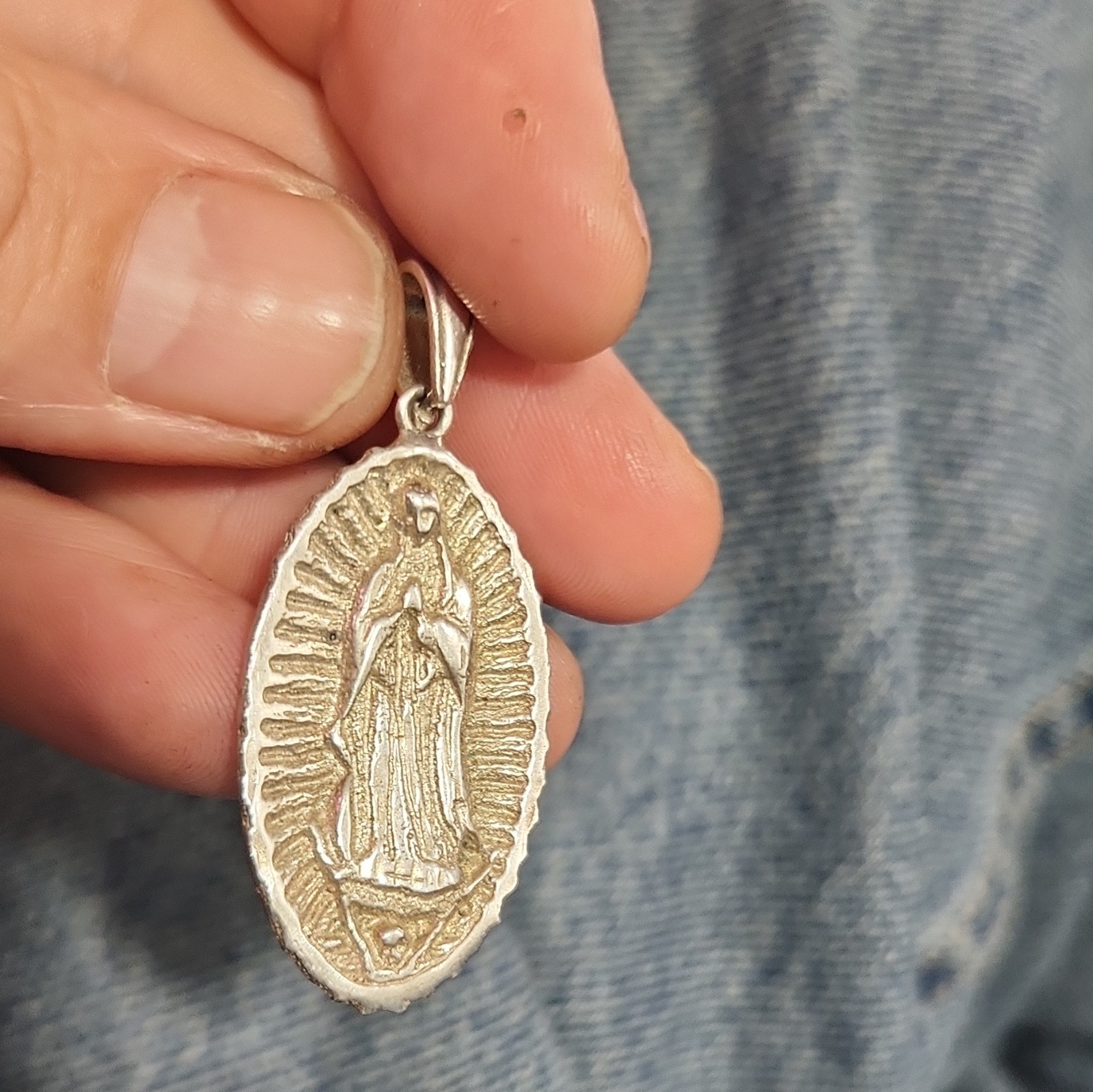 Our Lady of Guadalupe Christian Oval Medal Pendant with Bail Virgin Mary