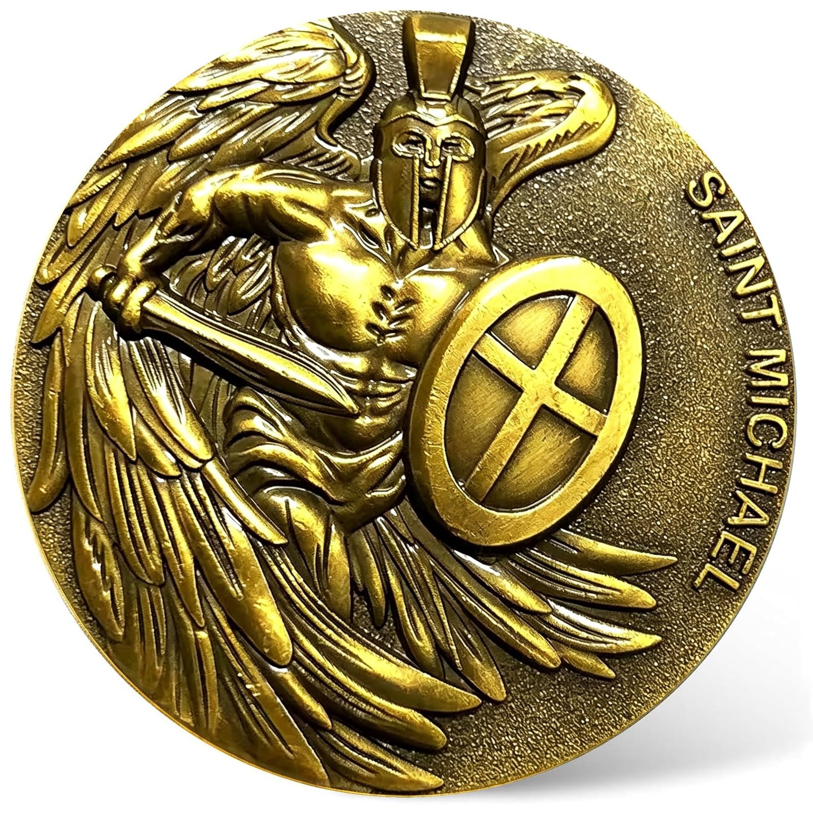 Saint Michael Protection Challenge Coin with Case – High Relief Zinc Alloy Re…