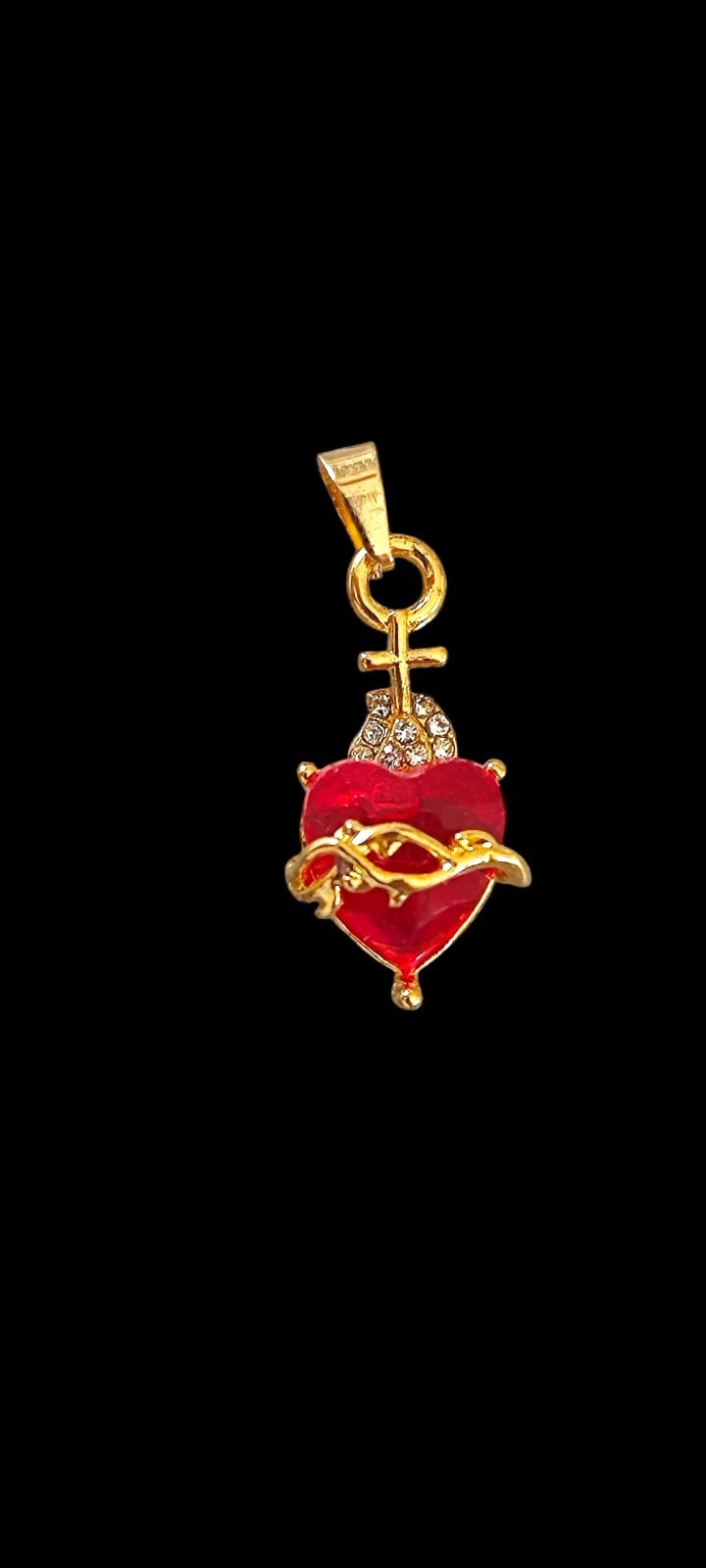 Sacred Heart of Jesus Necklace Gold color cubic zirconia jewelry for women