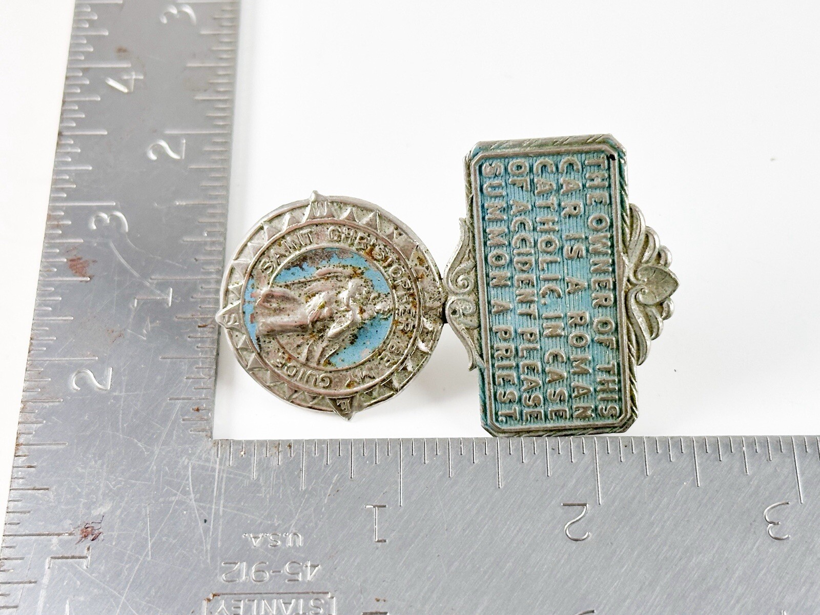 Vintage 1950’s 1960’s St. Christopher Motorist Prayer Visor Clip Roman Catholic