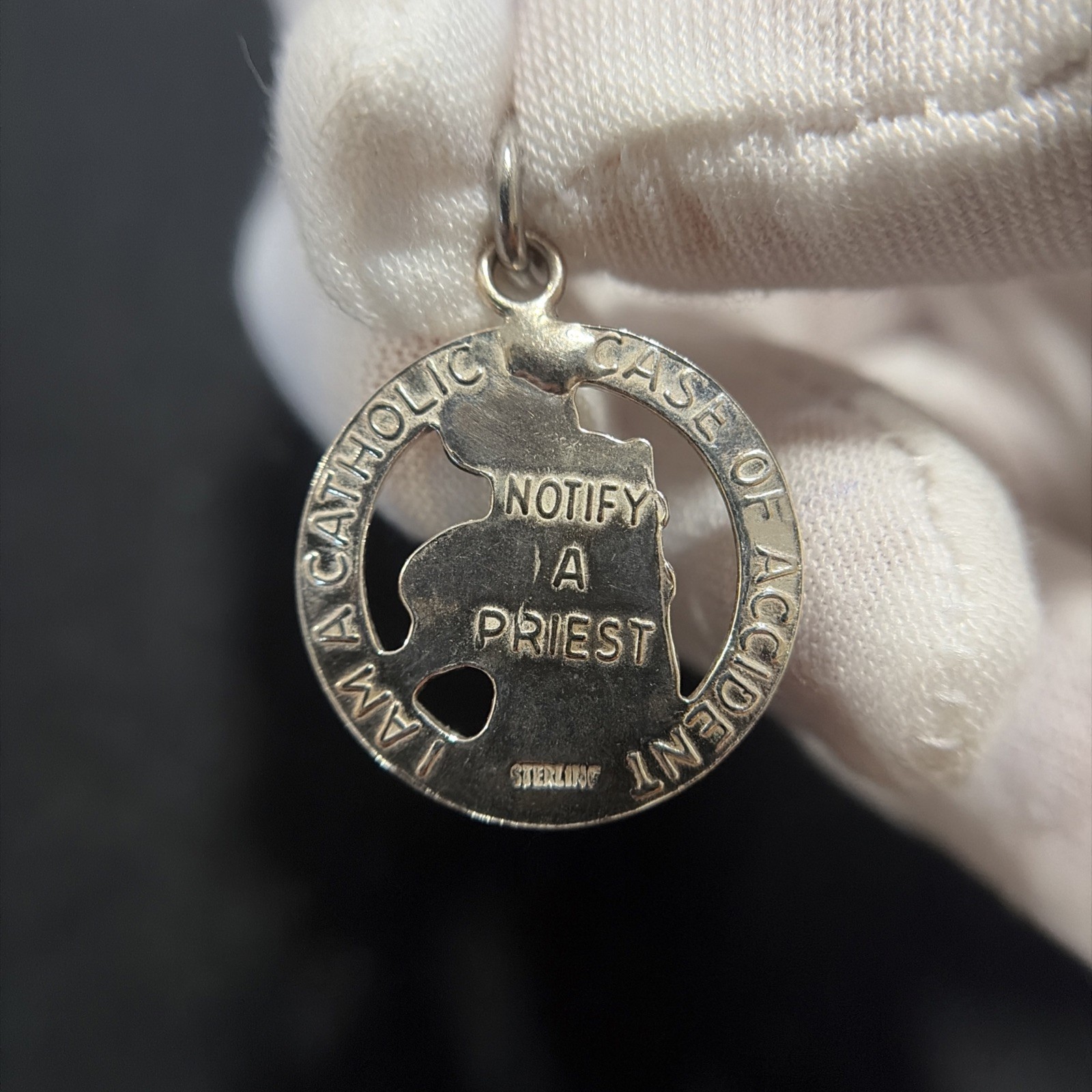 Vintage Sterling Silver Catholic St Christopher Medal Pendant 5.2G