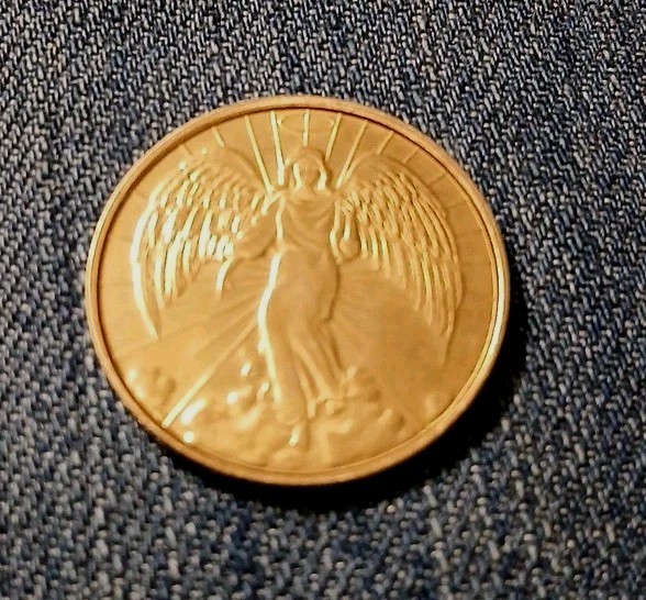 Vintage Guardian Angel Coin Token Medallion Gold Tone