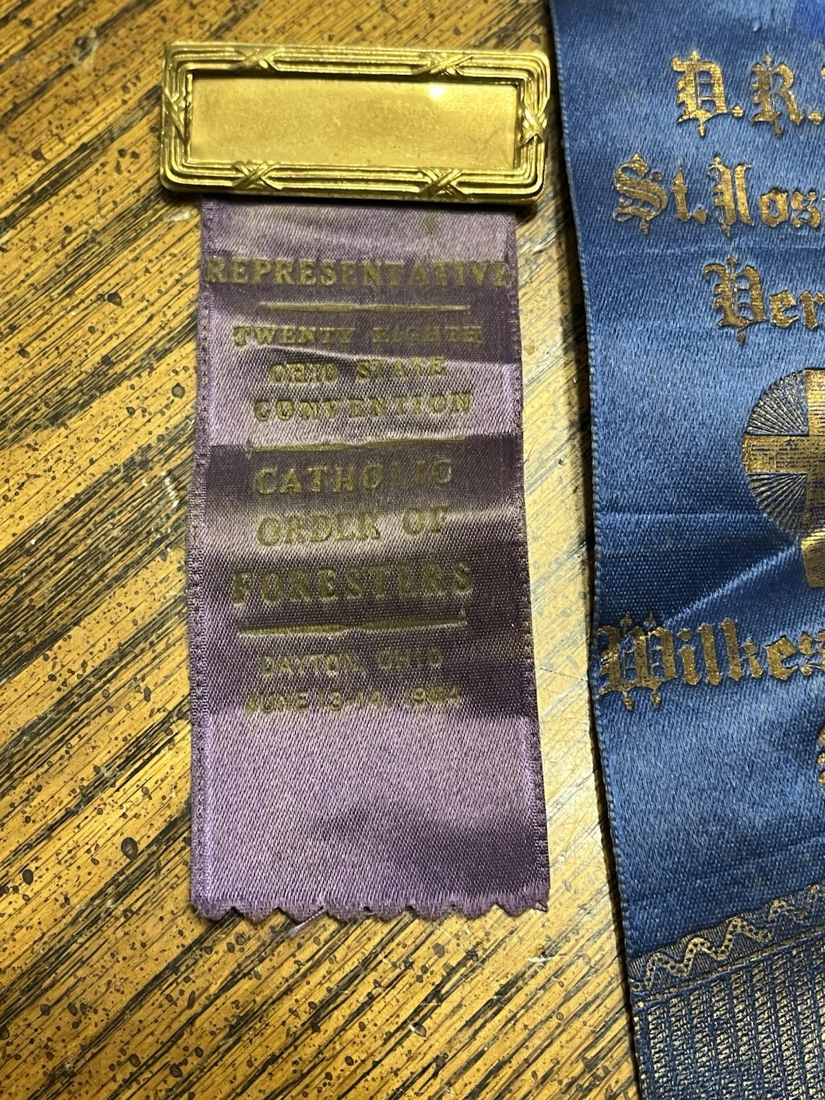 Vintage 1950s-60s Lot Of 2 Faternal Catholic Church Ribbons