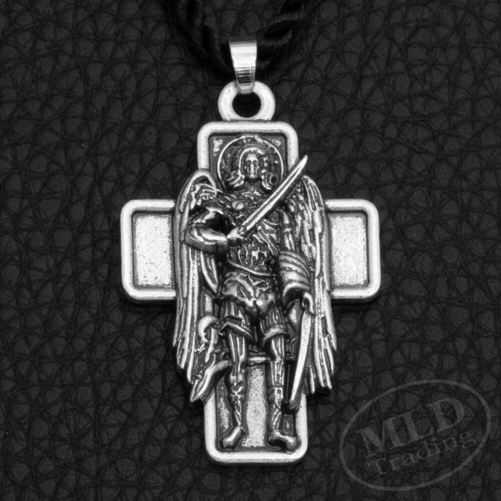 Archangel Patron Saint St Michael Battle Cross Pendant Necklace For Protection