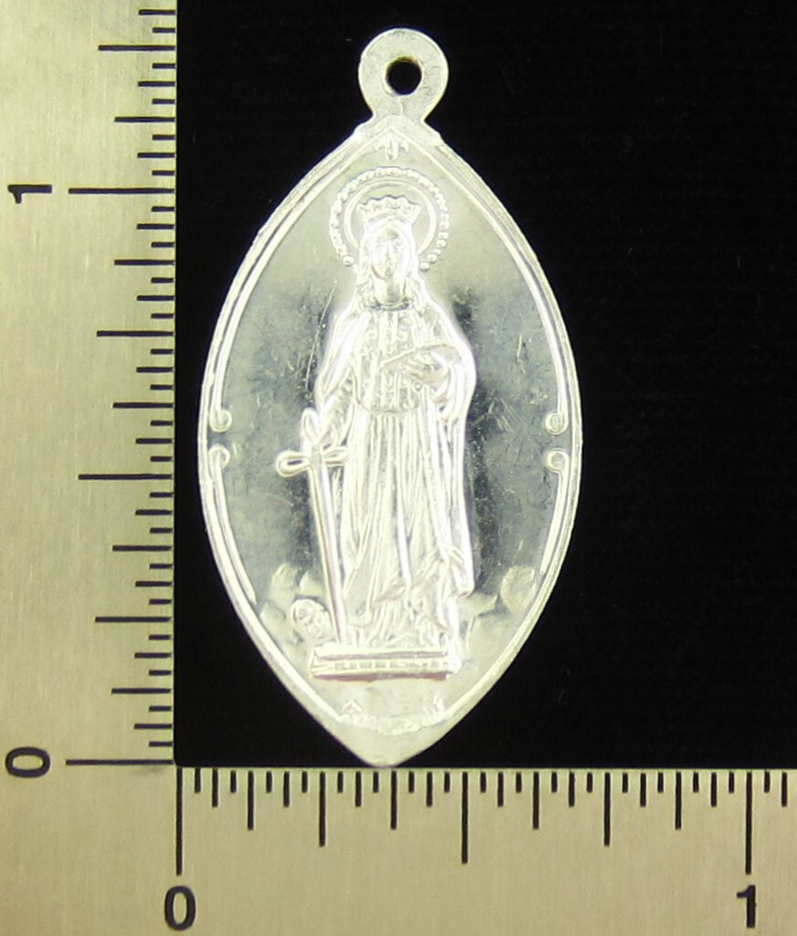 Vintage Saint Dymphna Medal Aluminum Patron Saint of Mental Illness Lightweight