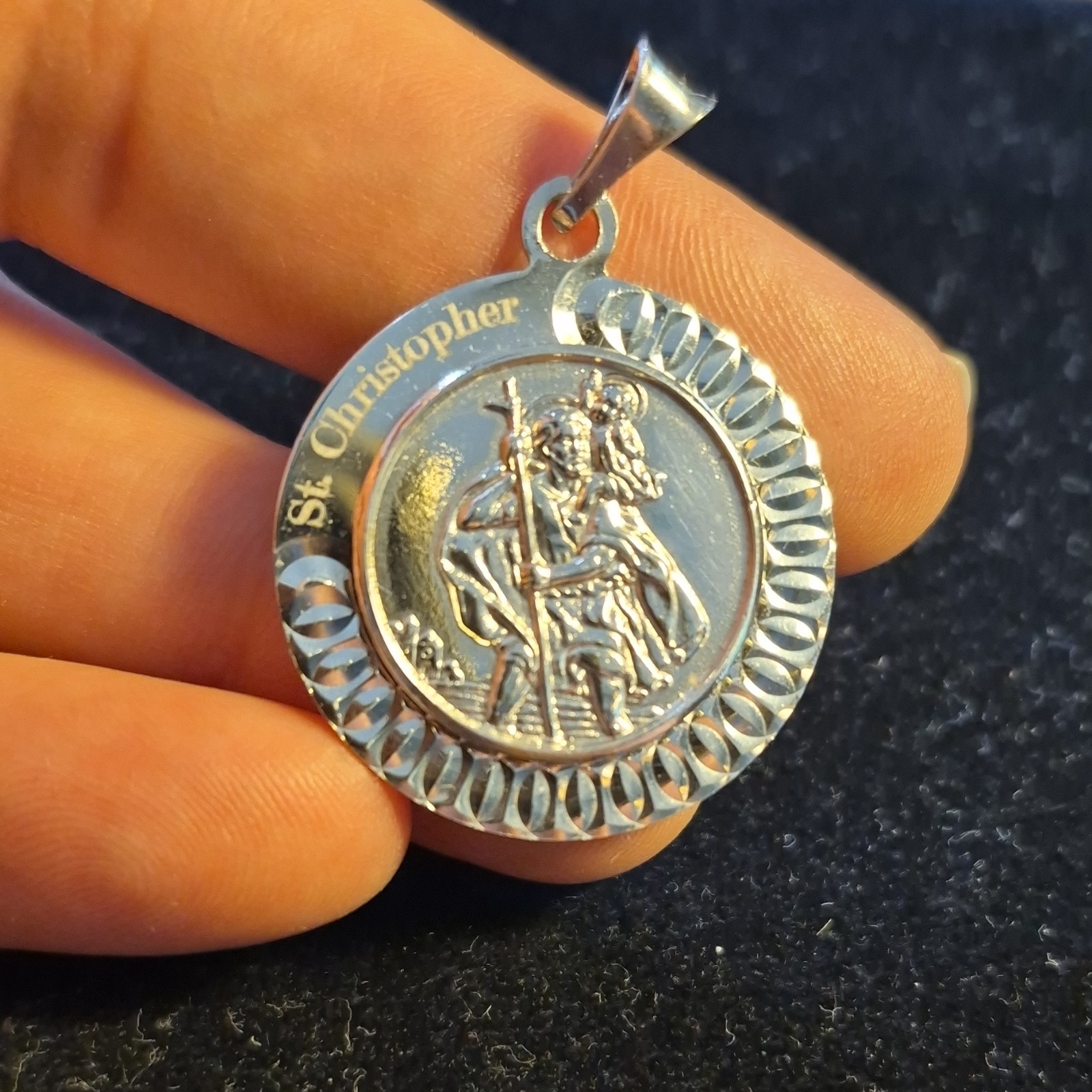 St. Christopher Round Christian .925ss Pendant Charm – Christianity 9.1 g