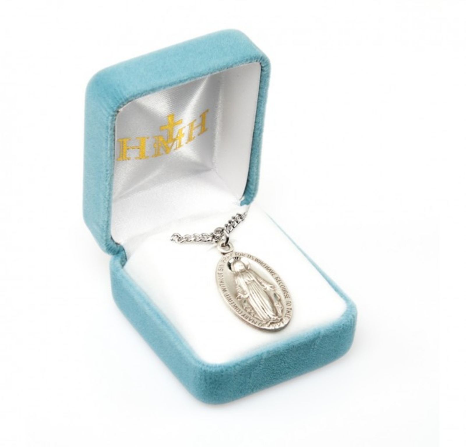 N.G. Sterling Silver Miraculous Medal Pendant on 24 Inch Necklace Chain