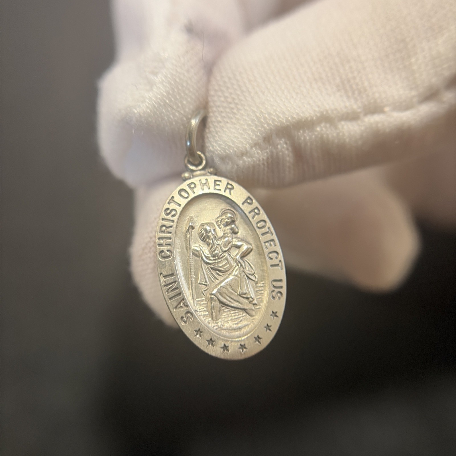 Vintage Sterling Silver Catholic St Christopher Medal Pendant Charm 2.2G 1”