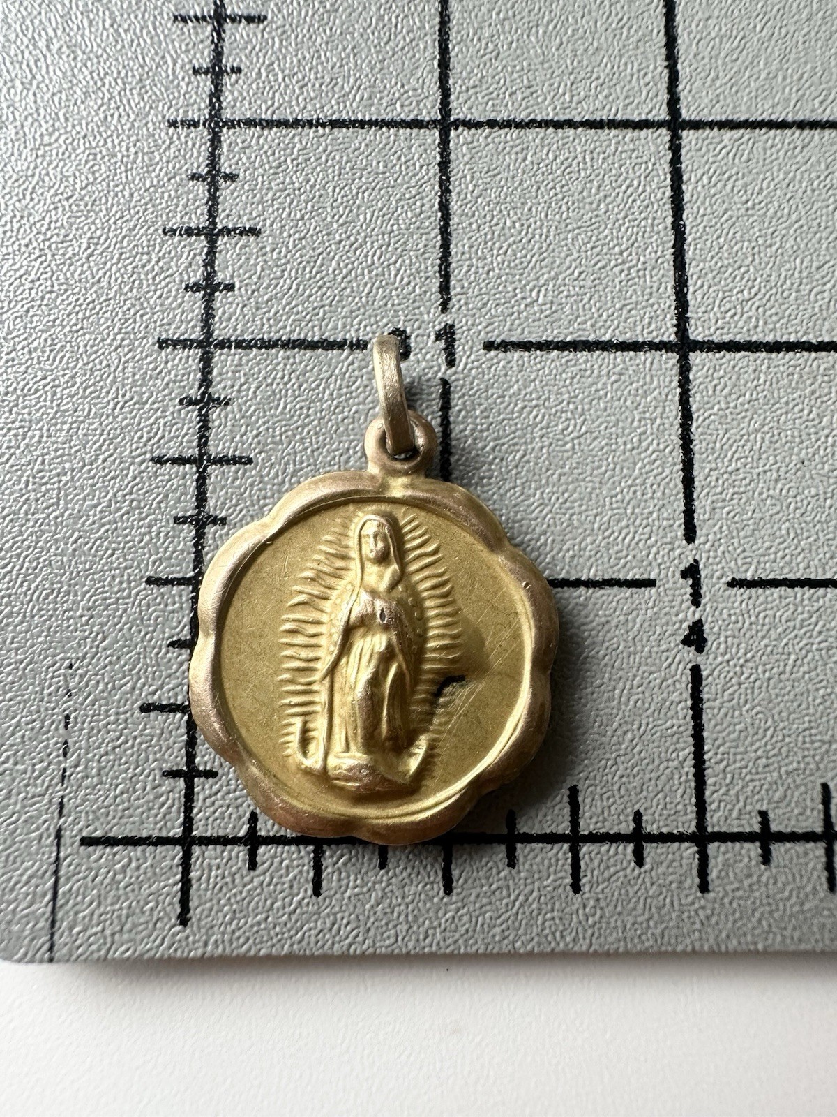 Vintage Medal Pendant Our Lady Of Guadalupe Gold Tone