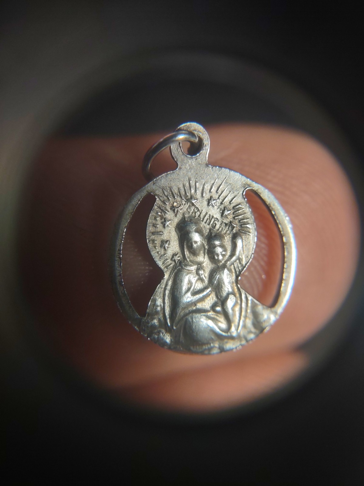 1.2 Grams Vintage HMH Jesus Medal Sterling Silver 925 Religious Holy Nazareth