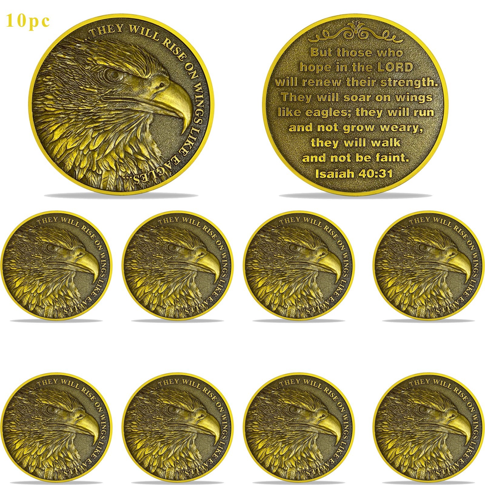 Isaiah 40:31 Eagle Religious Coin Inspirational Bible Verse Christian Gift 10pcs