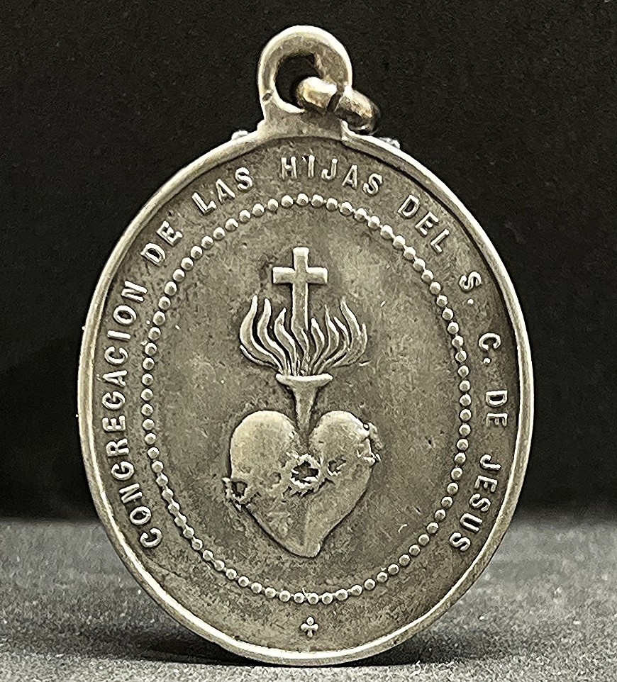 Spain 1900´ antique Daughters of Sacred Heart of Jesus silver catholic medal