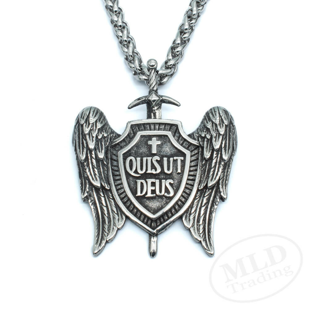 Archangel Saint St Michael Medal Stainless Steel Medallion Pendant Necklace