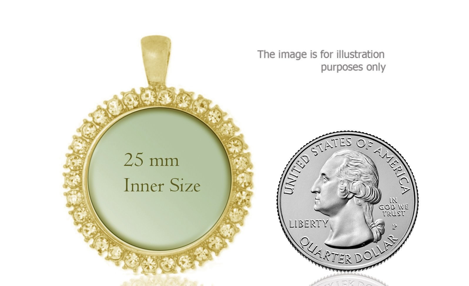 St George Christian Round Medal Gold Tone Pendant with Rhinestones