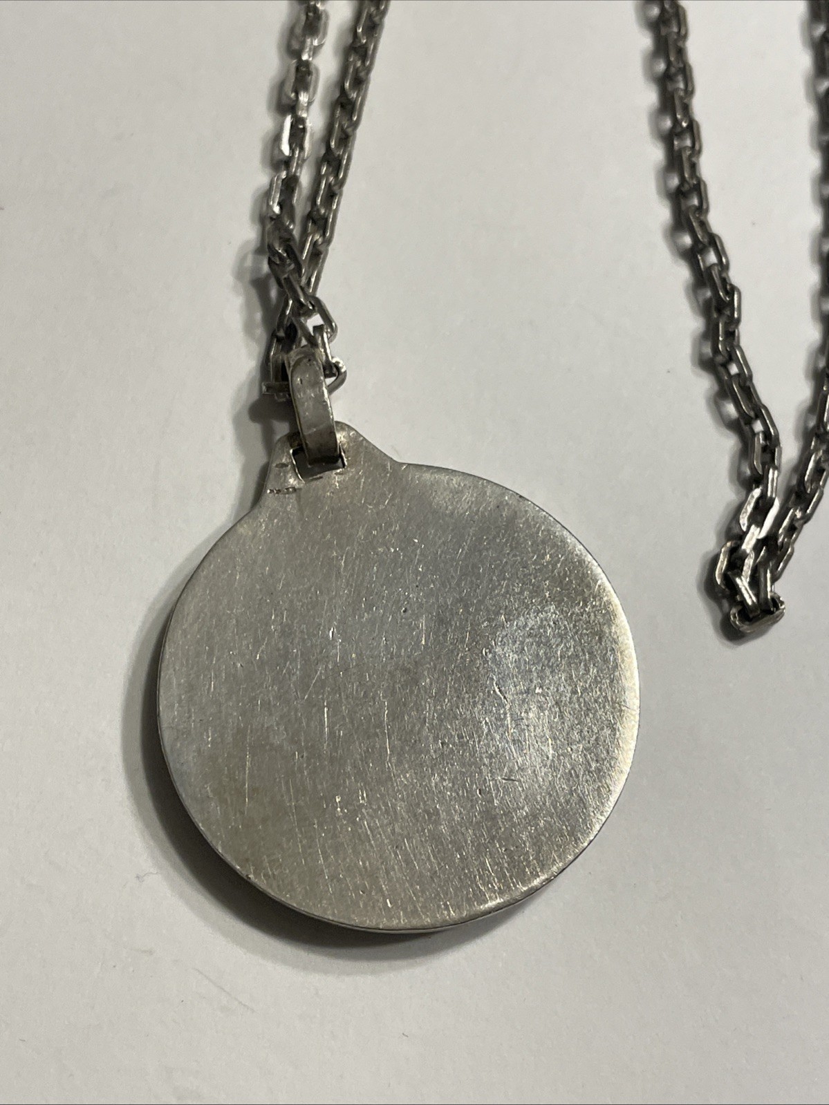 St Joseph Large Medal – Sterling Silver Antique Replica 24” Necklace Pendant