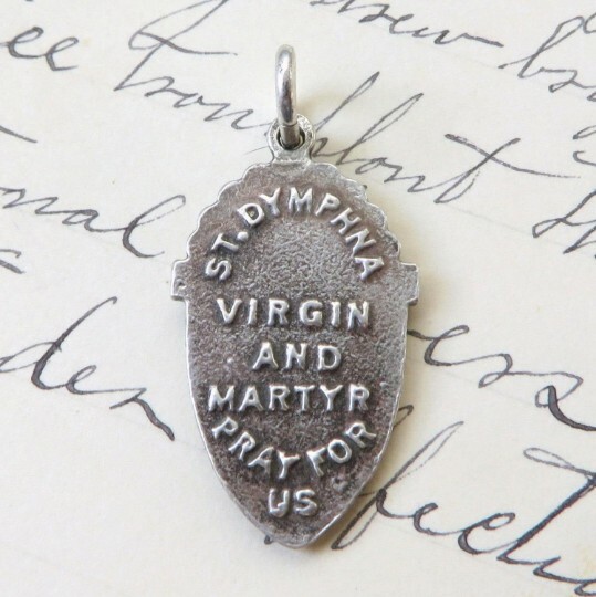 St Dymphna Medal – Sterling Silver Antique Replica