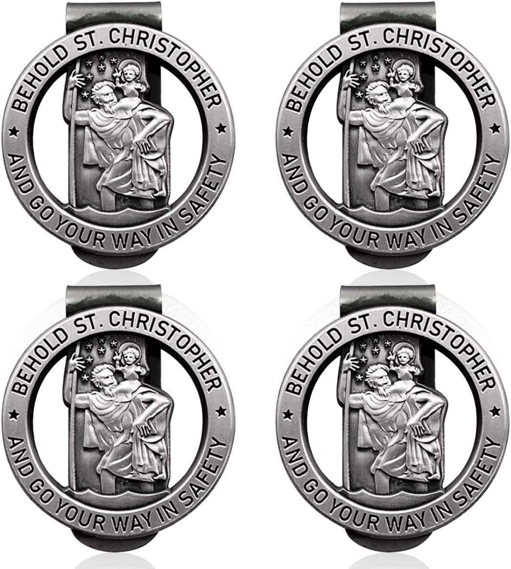 Saint Christopher Medal Visor Clip for Car, Car Visor Clip Accessories, Religiou