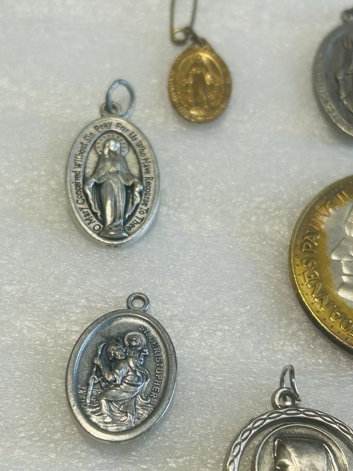 Lot Catholic Medals Vintage 4 Way 10 Pcs Italy Pope John Paul II Saint Michael