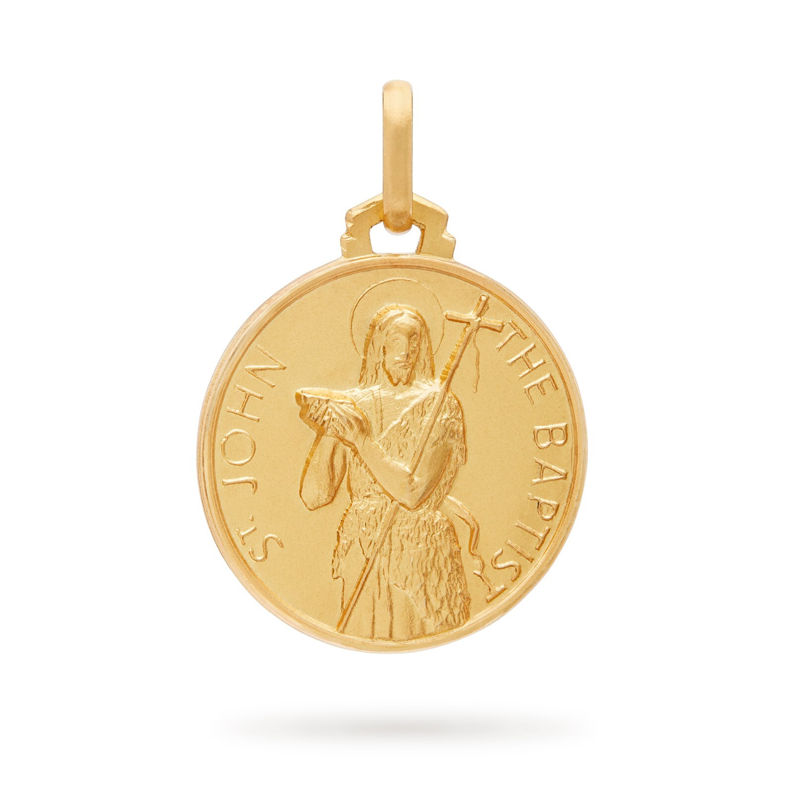 St Saint John the Baptist Yellow Gold Medal Pendant Religious Blessed By Pope