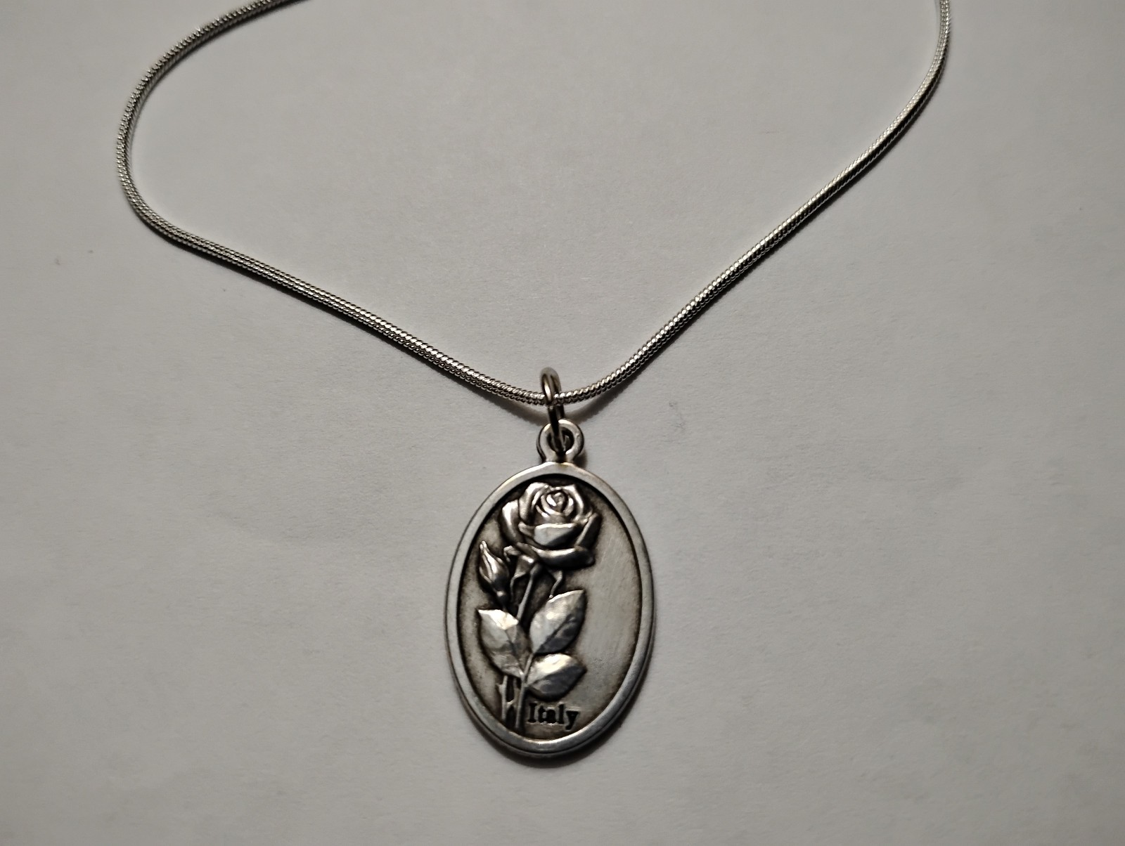 Italian Saint Rita medal necklace Italy 925 sterling silver chain + prayer card