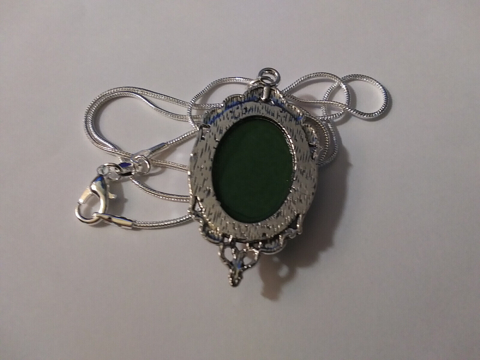Our Lady of Guadalupe Medal Green Cameo necklace 925 sterling silver chain