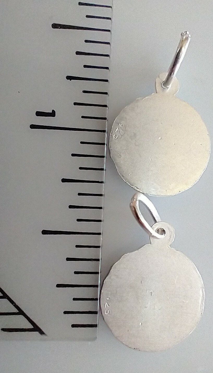 Catholic Sterling Silver Lot of 2 x Small Religious Medals