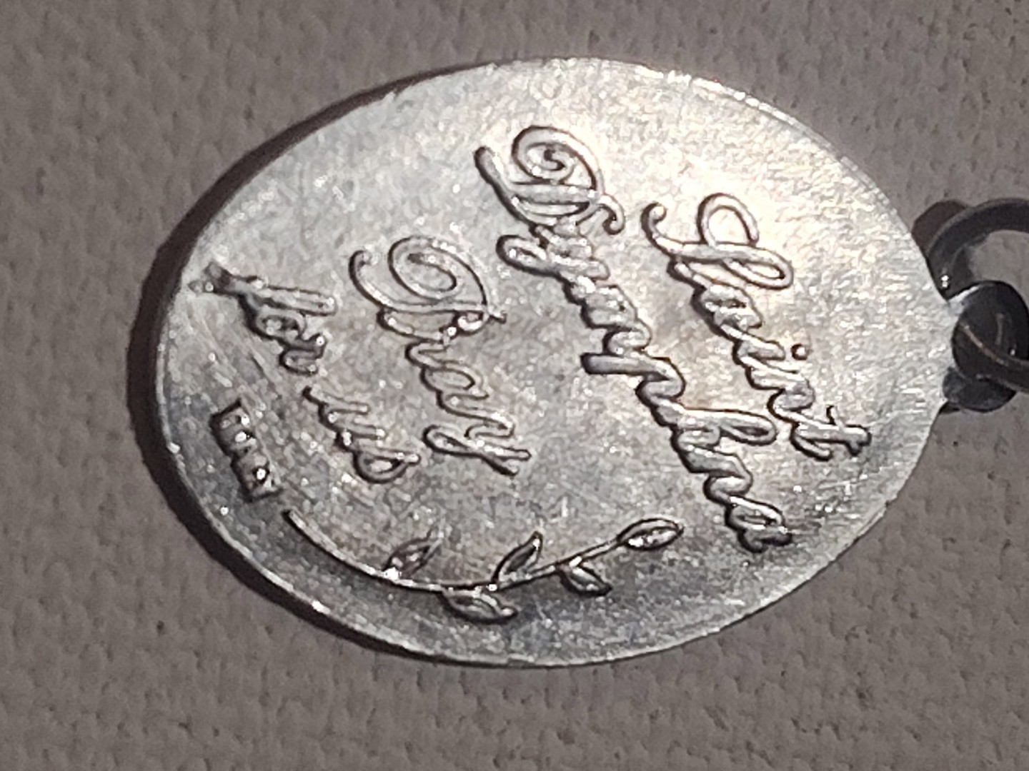 Vintage Saint Dymphna Pray For Us Catholic Holy Medal Pendant Silver Tone Italy