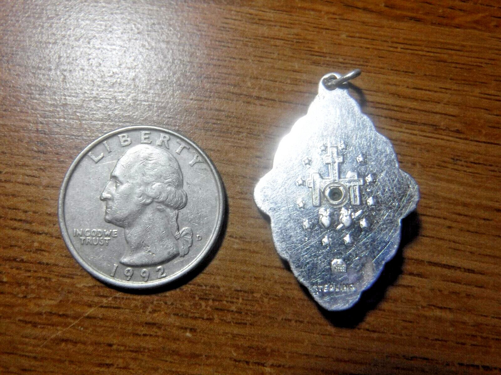 Vintage Ornate Sterling Silver and Marcasite Catholic Miraculous Medal #142