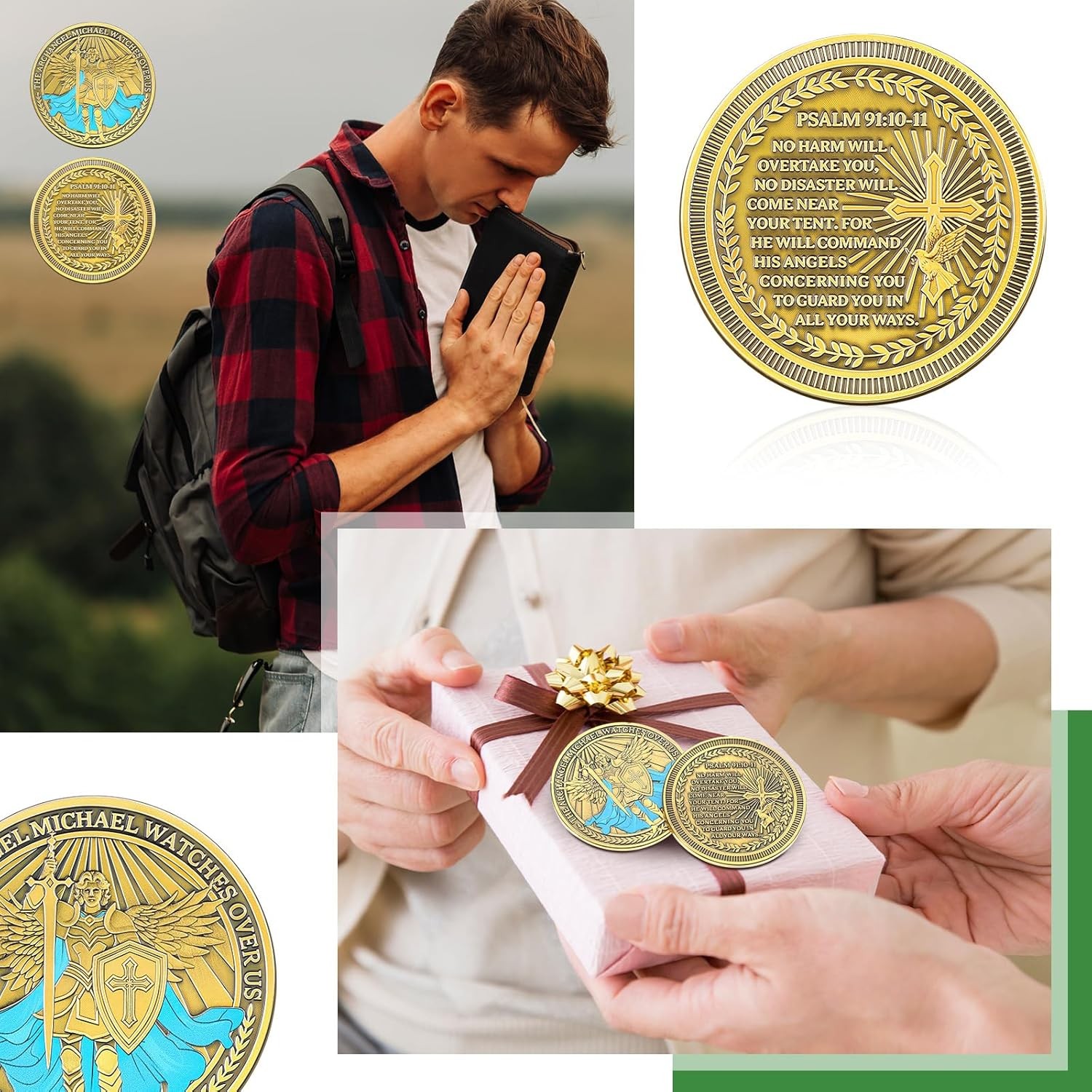 10 Pcs The Archangel Michael Coins Christian Religious Coin Bulk Pocket Prayer T