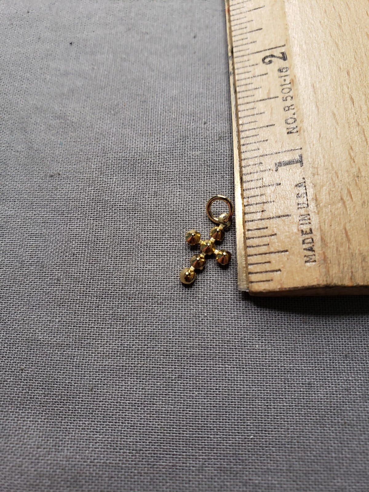Vintage Medal Pendant Cross Small Pink Stones Religious Christian A49