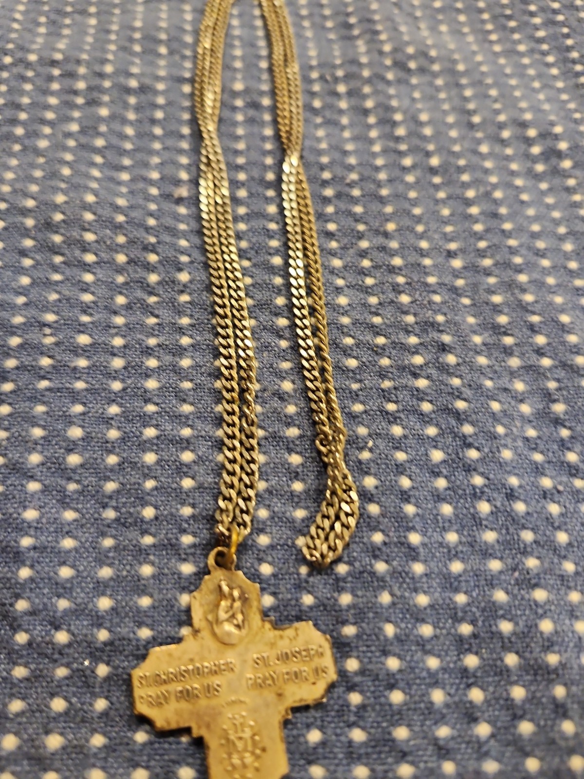 Vintage 24″ STERLING SILVER ST.CHRISTOPHER & ST JOSEPH NECKLACE ” PRAY FOR US”
