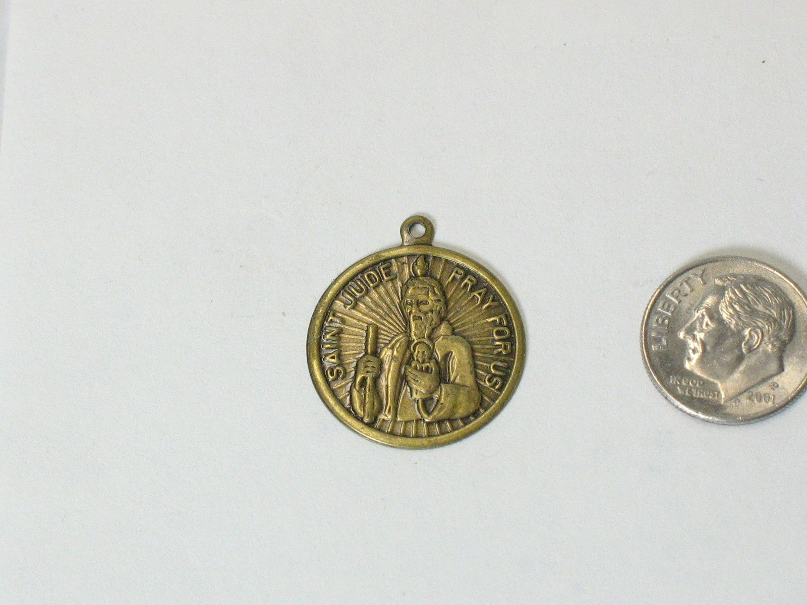 Vintage Gold Tone Saint Jude Pray For Us Charm Pendant