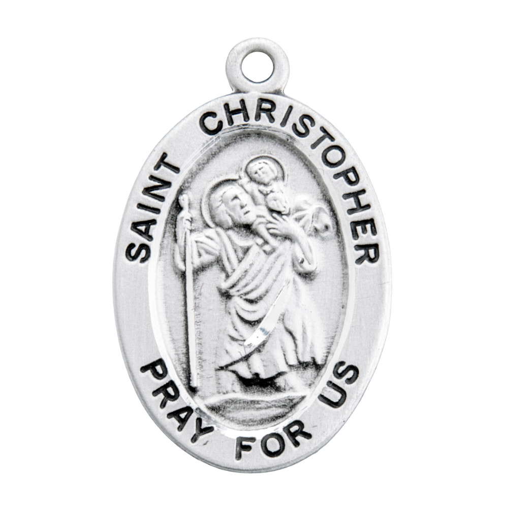 925 Sterling Silver Saint Christopher Pendant Medal Necklace With Chain & Box
