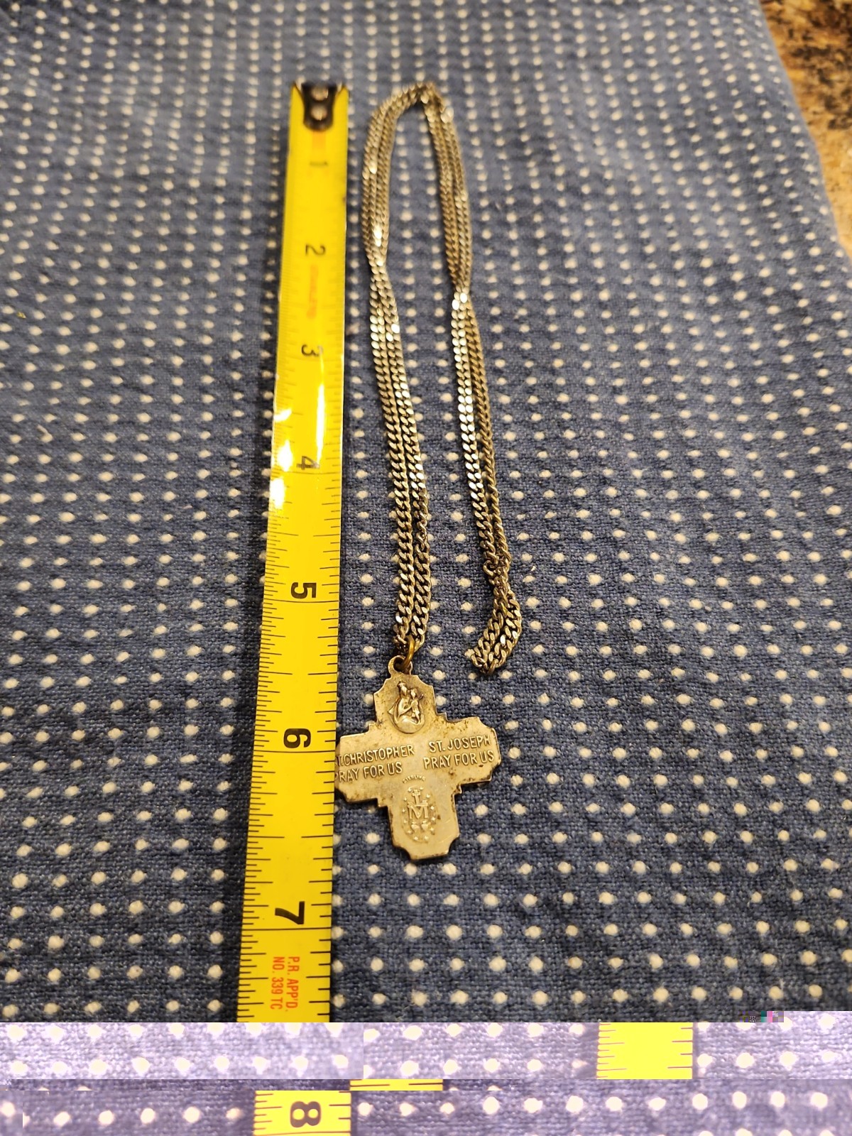 Vintage 24″ STERLING SILVER ST.CHRISTOPHER & ST JOSEPH NECKLACE ” PRAY FOR US”