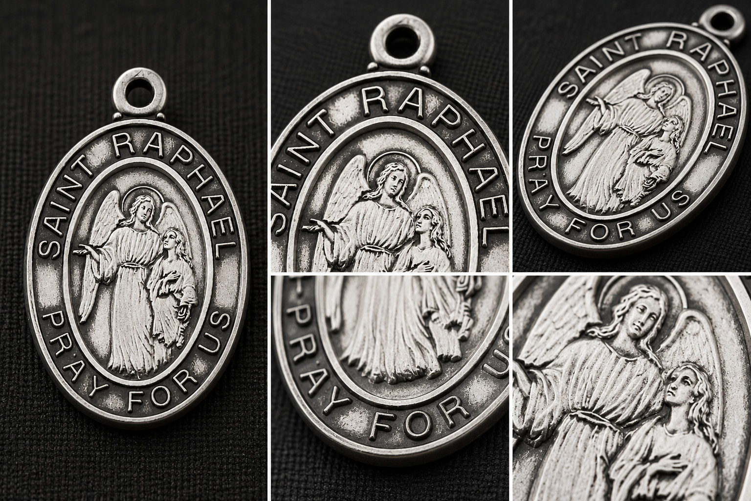 Saint Raphael Medal Sterling Silver Pendant 24 Inch Necklace Christian Chain