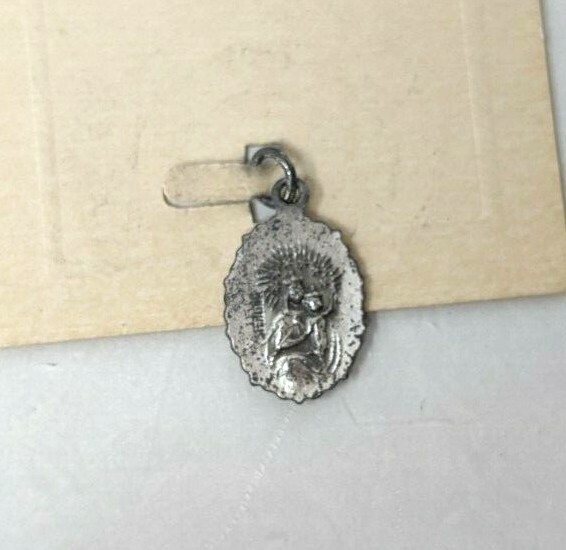 VTG Sterling Silver Sacred Heart Jesus Madonna & Child Religious Medal Pendant
