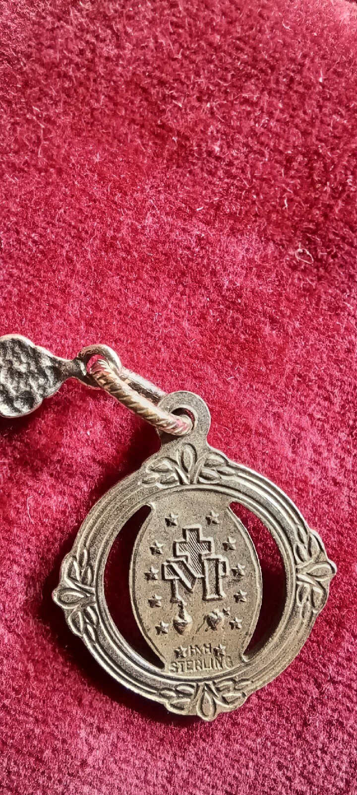 Vintage Sterling Silver Medal Cross Scott Dave Navajo/HMH Blessed Mother Jesus