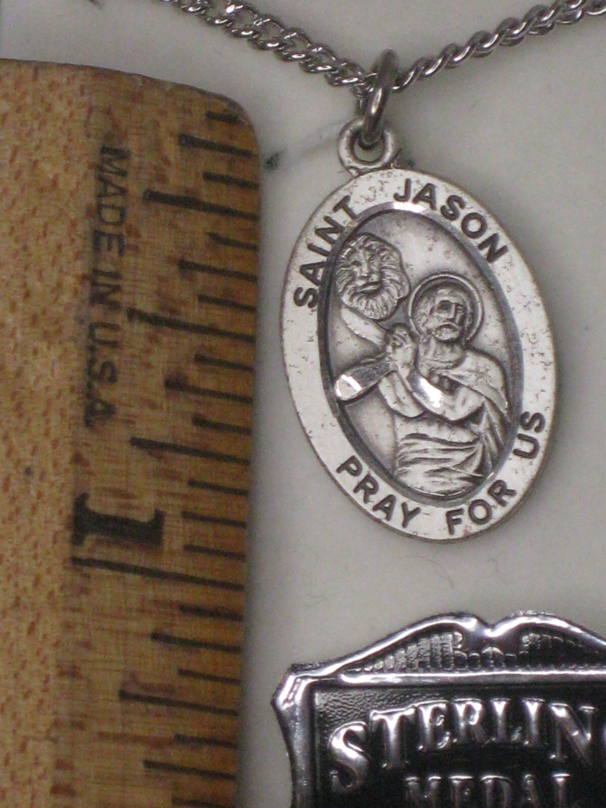 Sterling Silver SAINT JASON Medal HMH Regina ST. Catholic necklace pendant