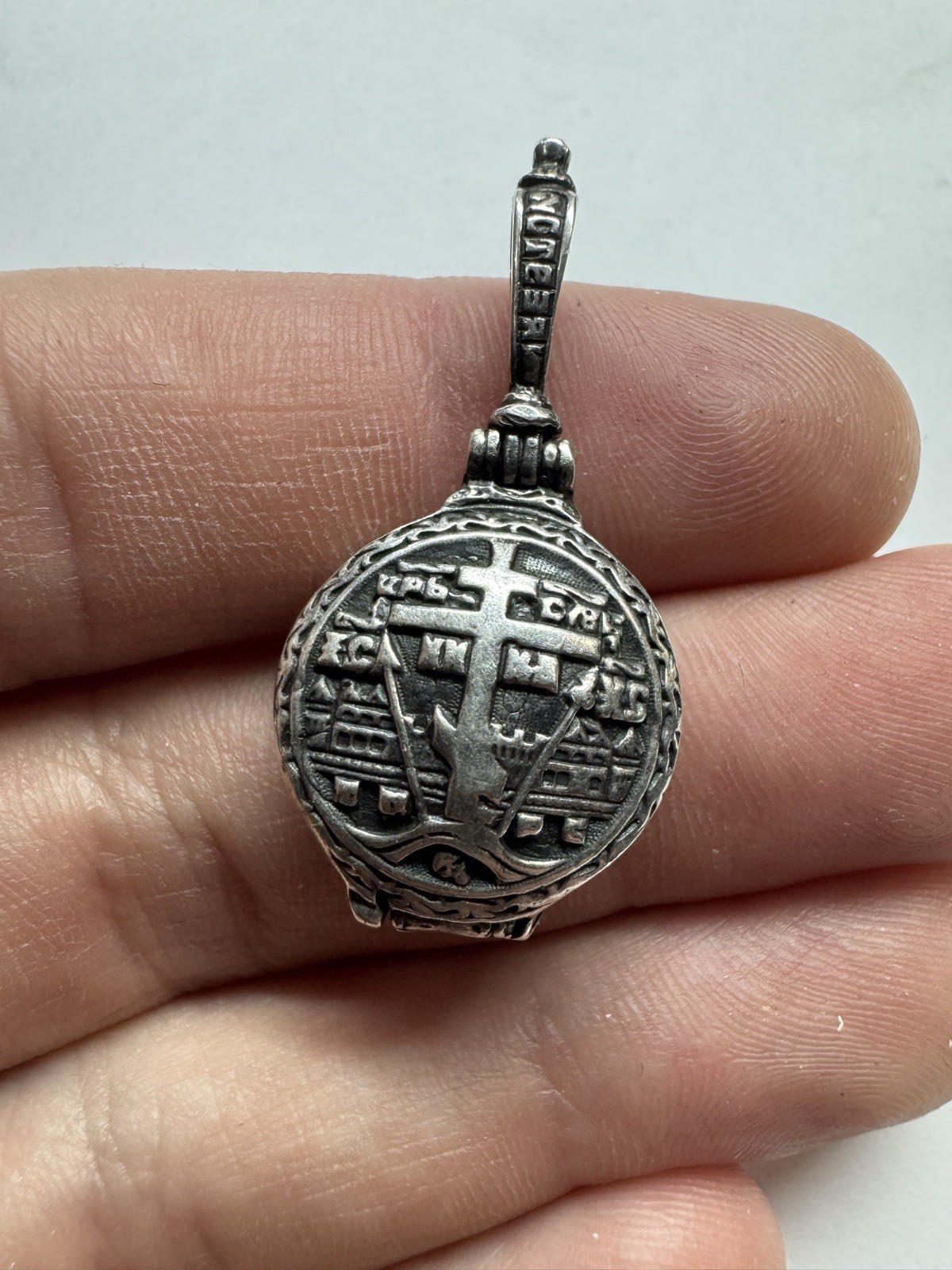 925 Sterling Silver Orthodox Icon Locket Pendant Kazan Mother of God 7.1g